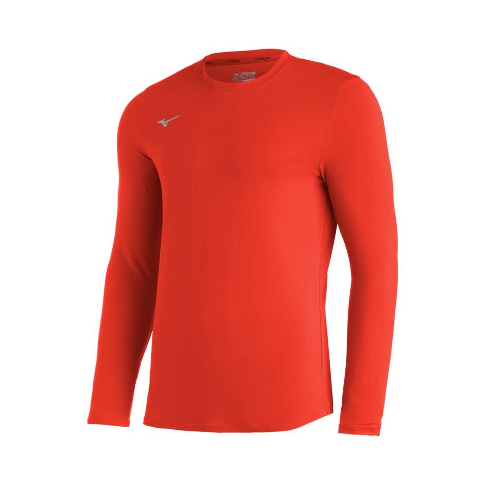 Maglie Running Mizuno Baseball Comp Diamond Long Sleeve Crew Uomo - Arancioni - 34916-NWKV